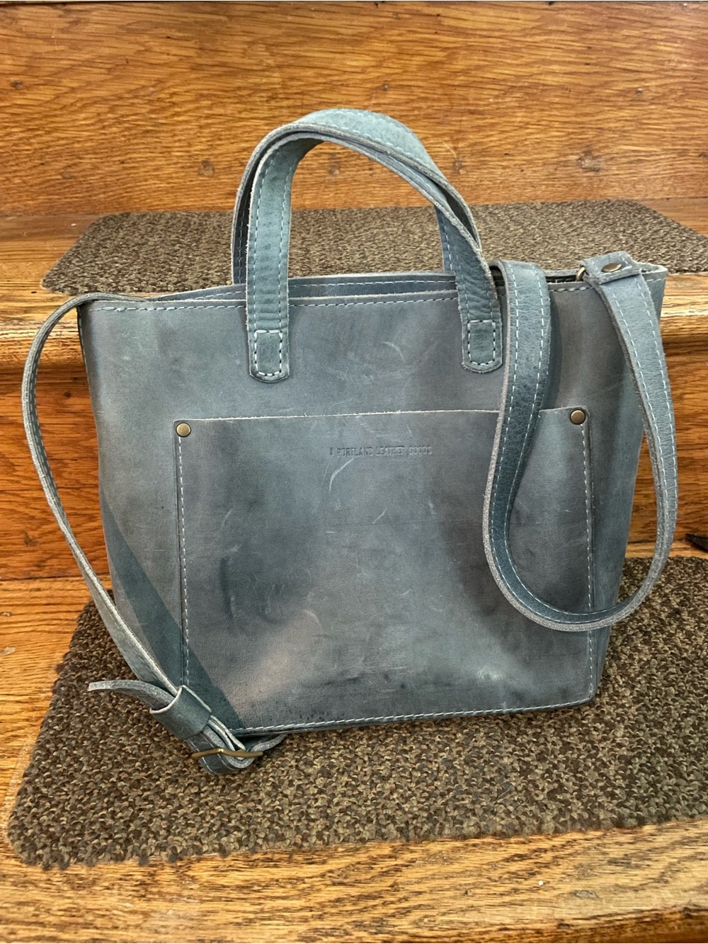 Portland Leather Mini Crossbody Tote Bag - like new!